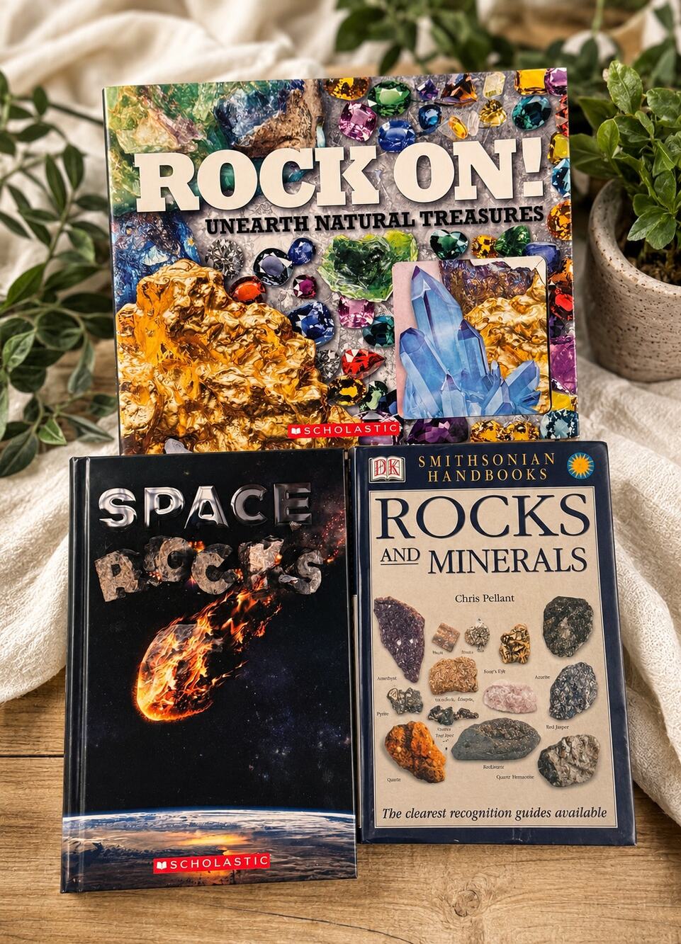 Kids Rocks Minerals & Space Book Lot Age 7-12 Scholastic DK STEM Science 3 Books